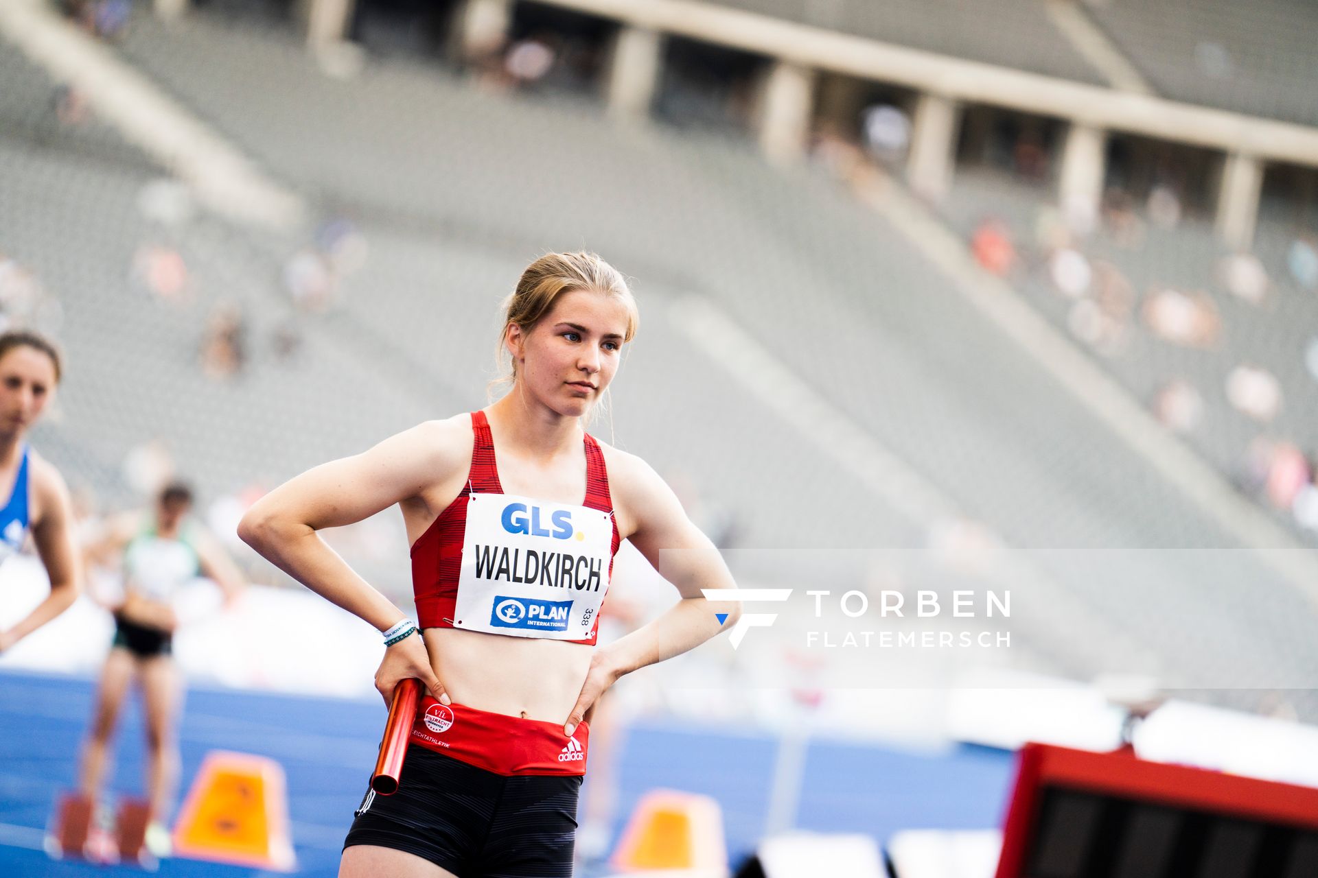Charlotte Waldkirch (VfL Eintracht Hannover) waehrend der deutschen Leichtathletik-Meisterschaften im Olympiastadion am 26.06.2022 in Berlin